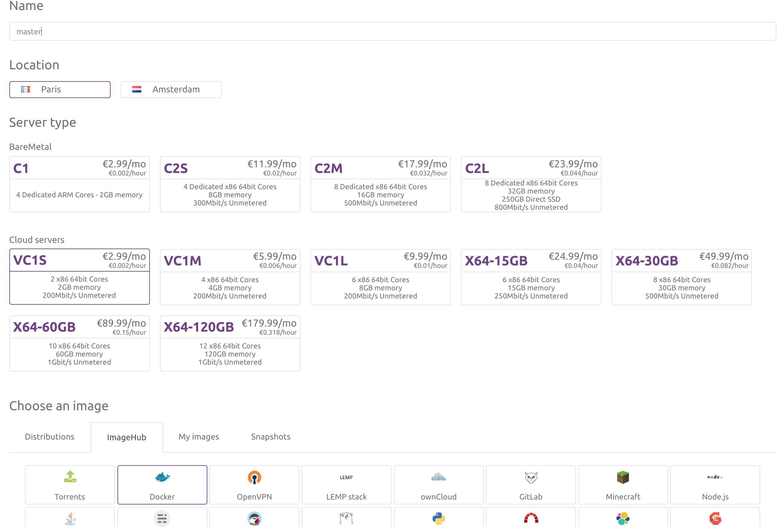 docker configuration scaleway